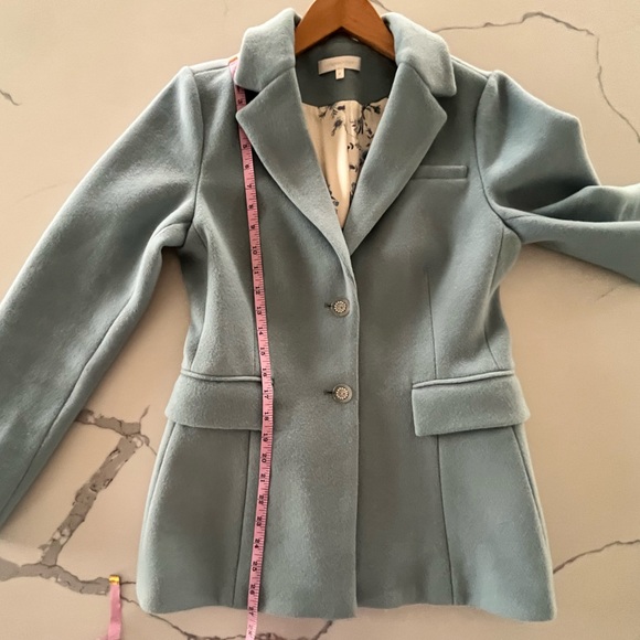 LoveShackFancy Lula Wool Blend Blazer Coat Robin’s Egg Blue - Crystal Buttons- 6 - Picture 15 of 15
